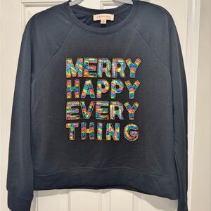 Philosophy Black Sweatshirt with Multicolored Sequin Merry Happy Everything